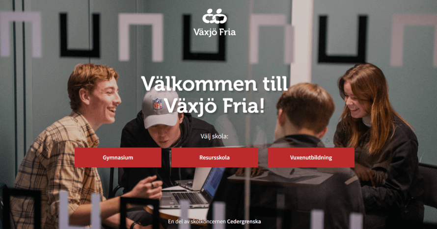 Startsidan av vaxjofria.se