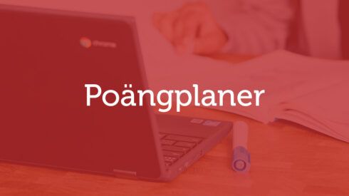 Röd bild med texten "Poängplaner"